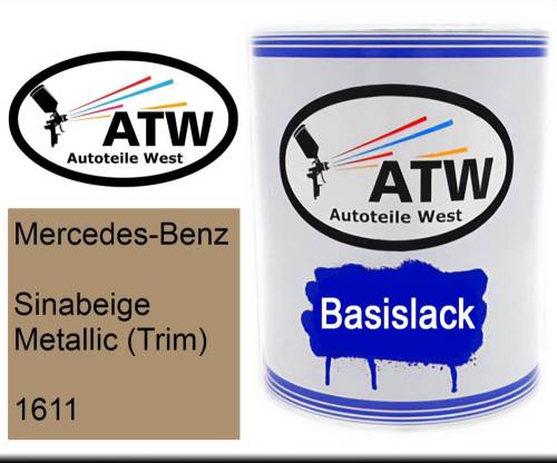 Mercedes-Benz, Sinabeige Metallic (Trim), 1611: 1L Lackdose, von ATW Autoteile West.